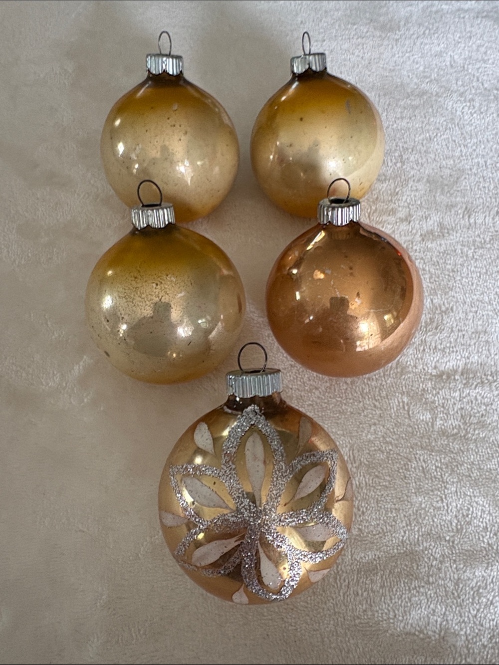 Shiny Brite 2.5” Glass ornaments Gold Silver Ombre